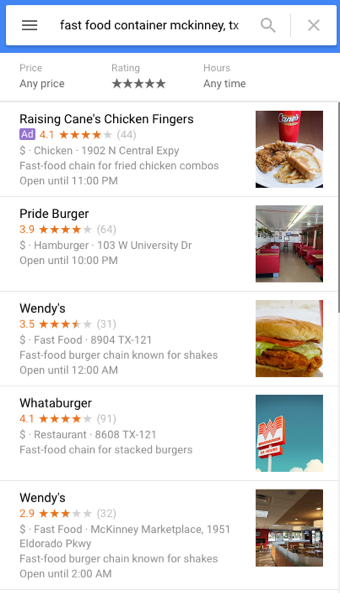 Google Categories for Local Search