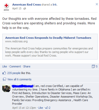 Red Cross Helpers Via Facebook