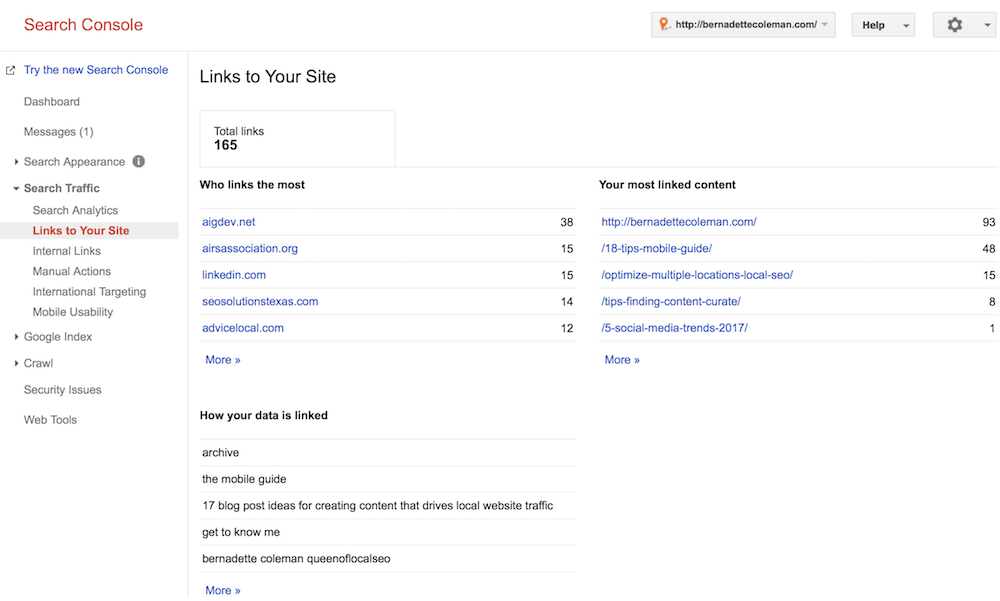 Backlink Profile - Google Search Console Example