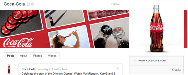 coca-cola google plus brand