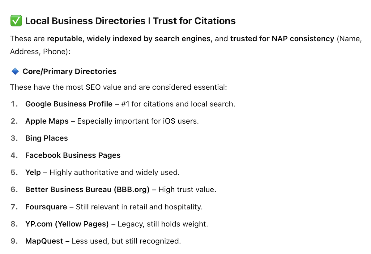 Quality local business citations build AI trust.