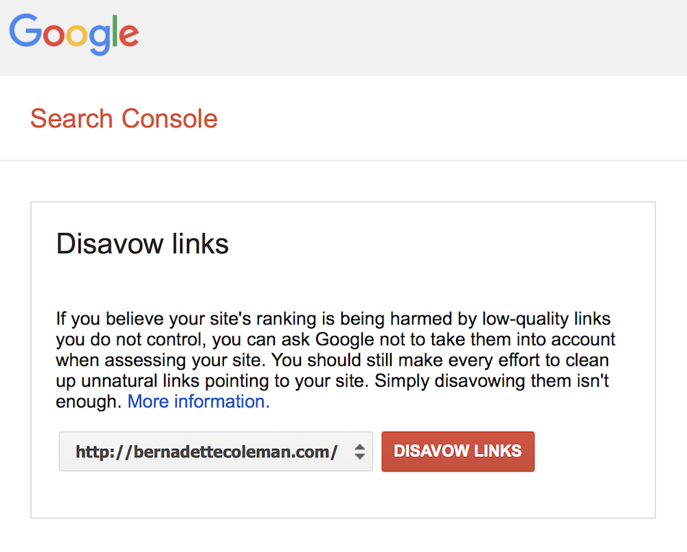 Disavow Example - Google Search Console