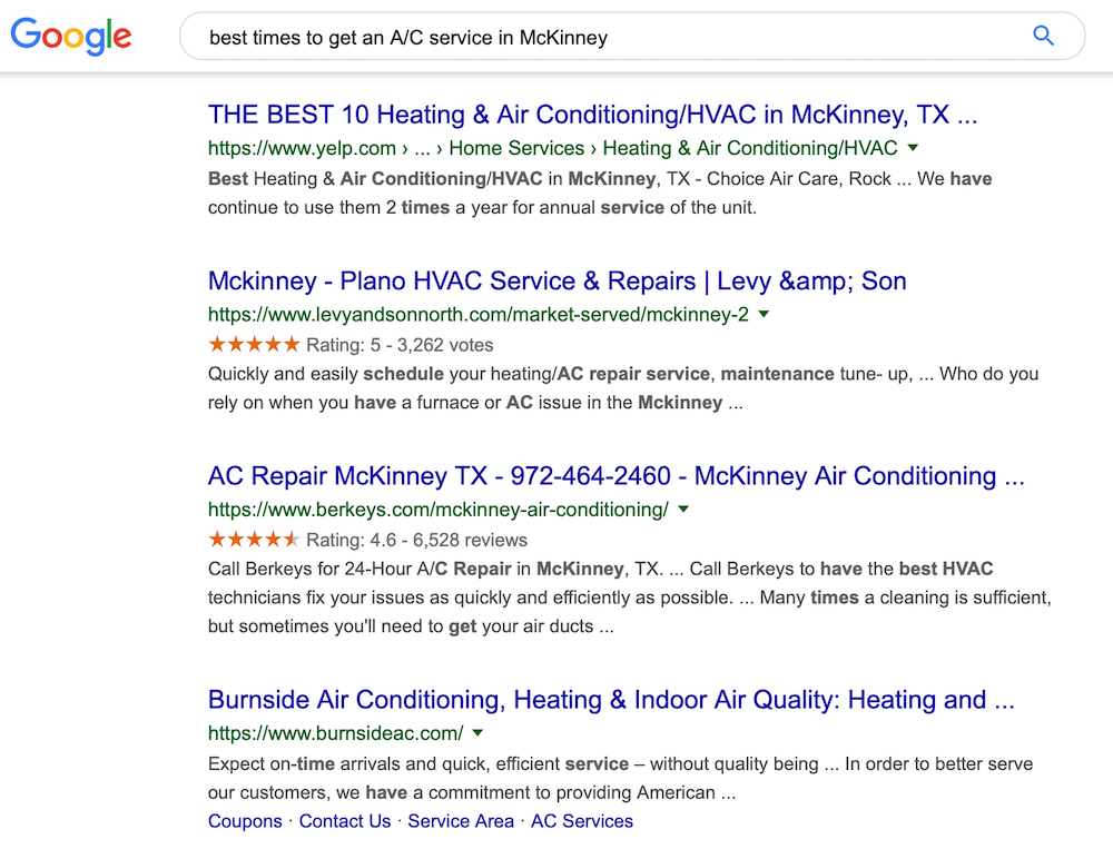 local-focused long tail keyword search example