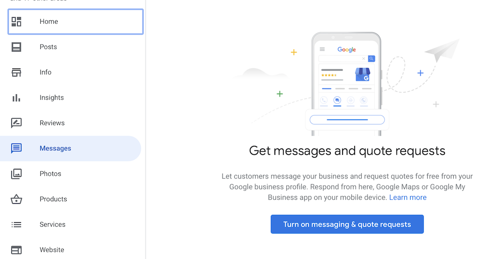 Google My Business Messaging Example