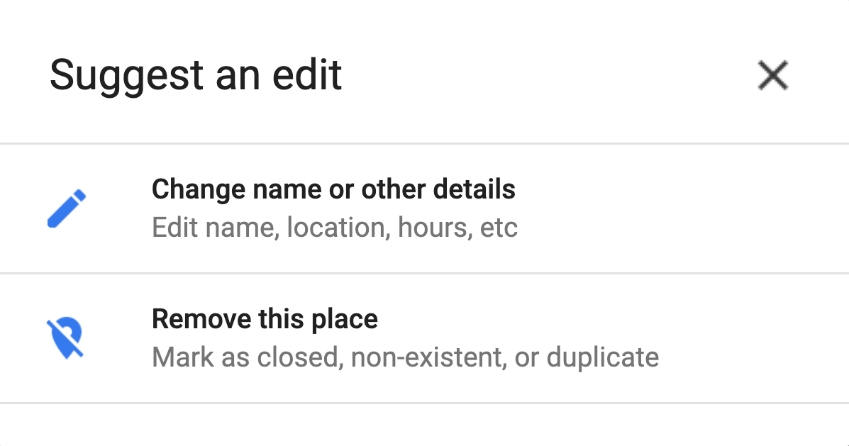 Google My Business - Suggest a Public Edit Example