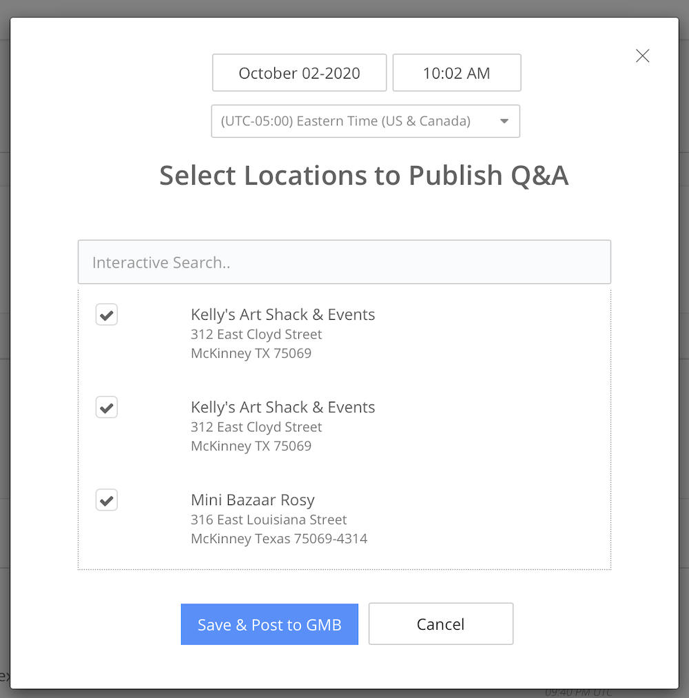 GMB Tool Select Multiple Locations Example