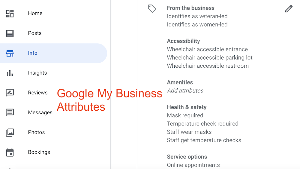 google my business covid attributes