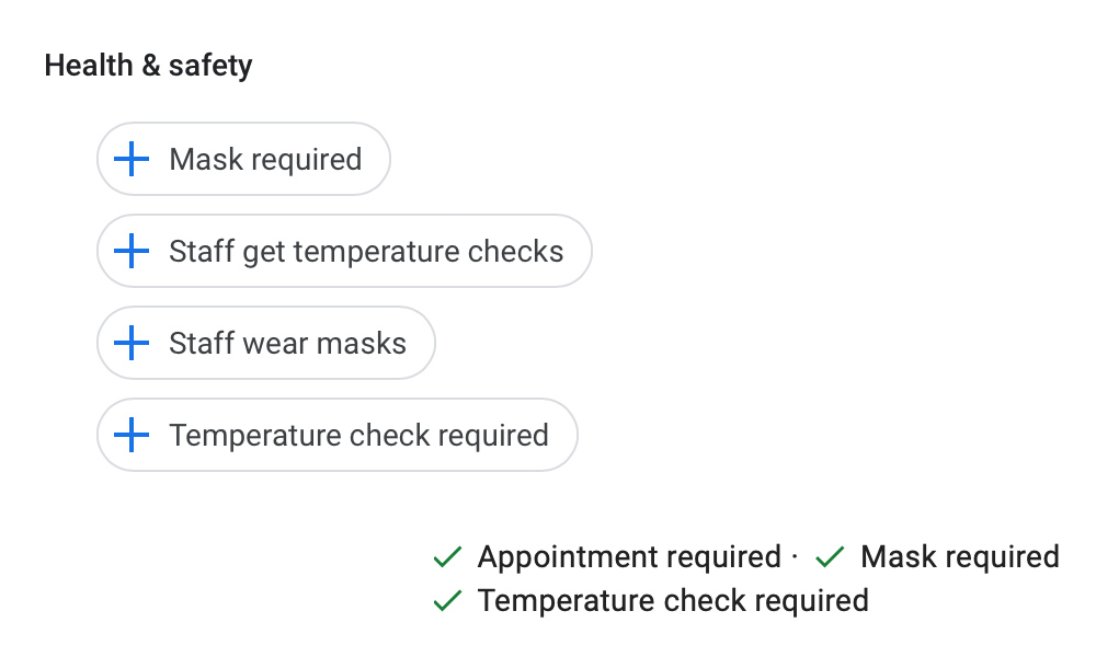 Google My Business Health & Safety Attributes