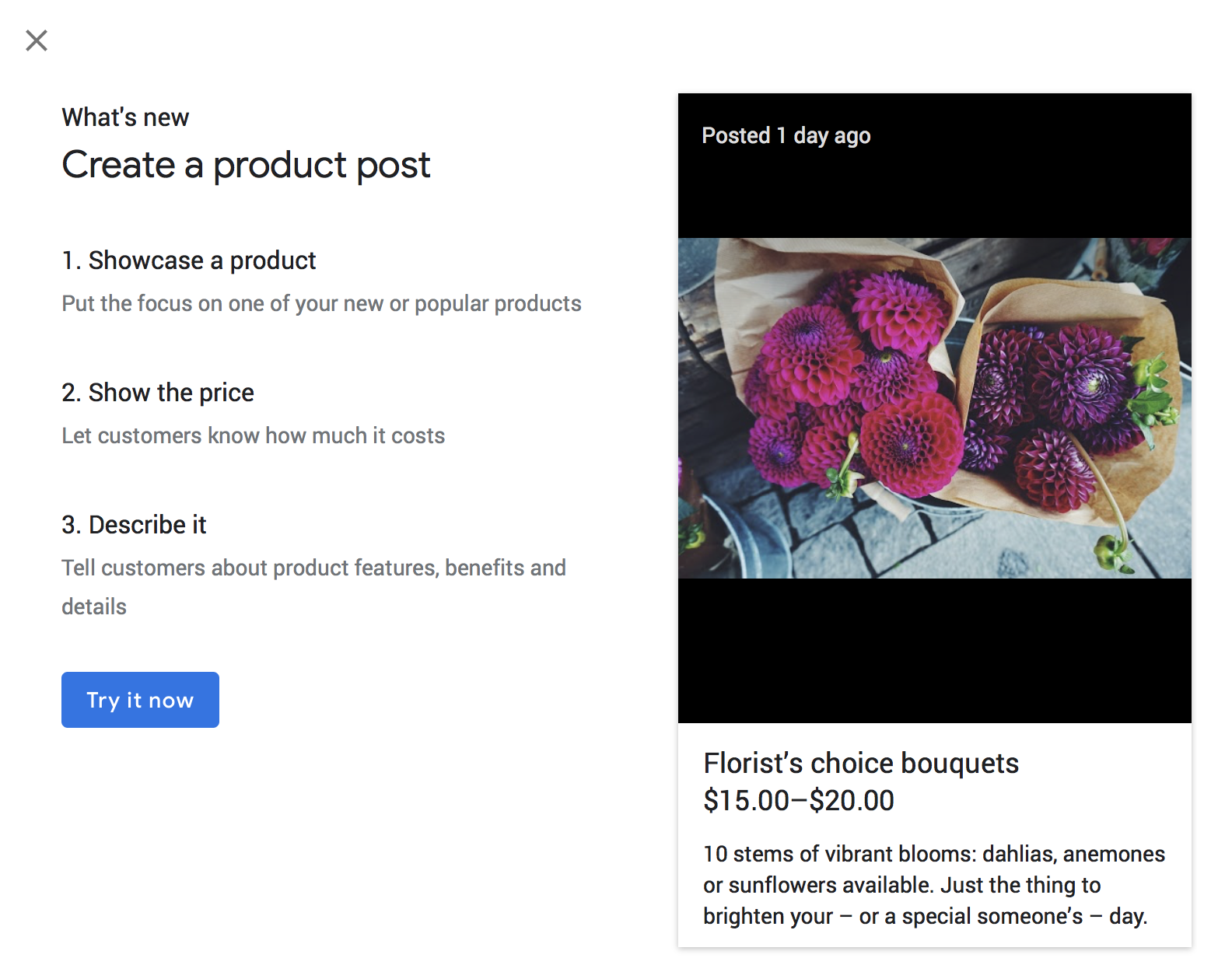 Google Posts for Products via the API 