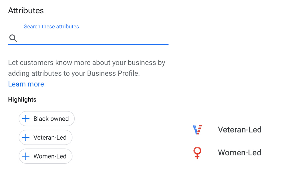 Google My Business Highlights Attributes