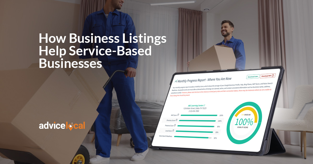 Listings for service-based businesses.