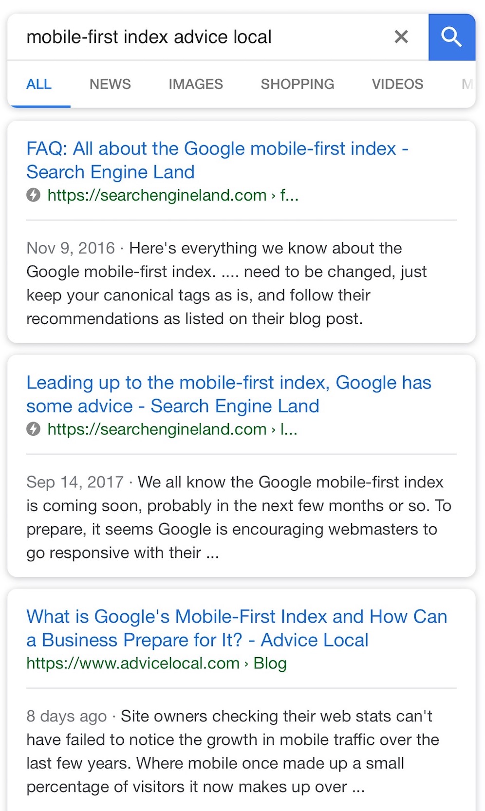 Mobile Example of AMP results