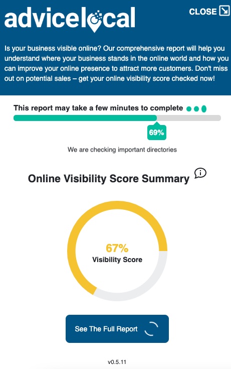 Online visibility score report