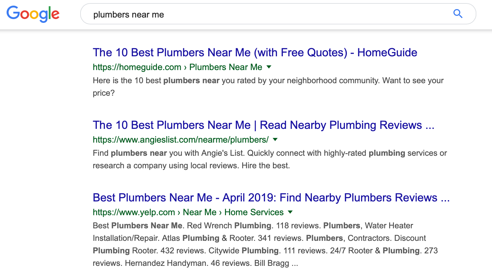 Local Search Results Example