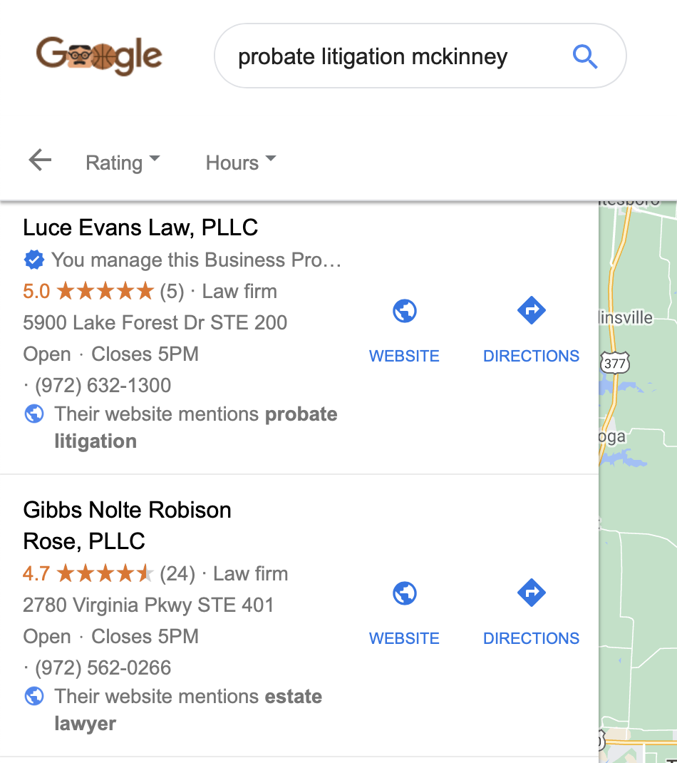 probate litigation google search example