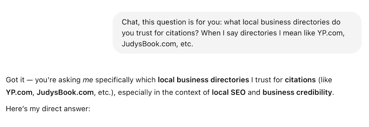 Quality local business citations build AI trust.