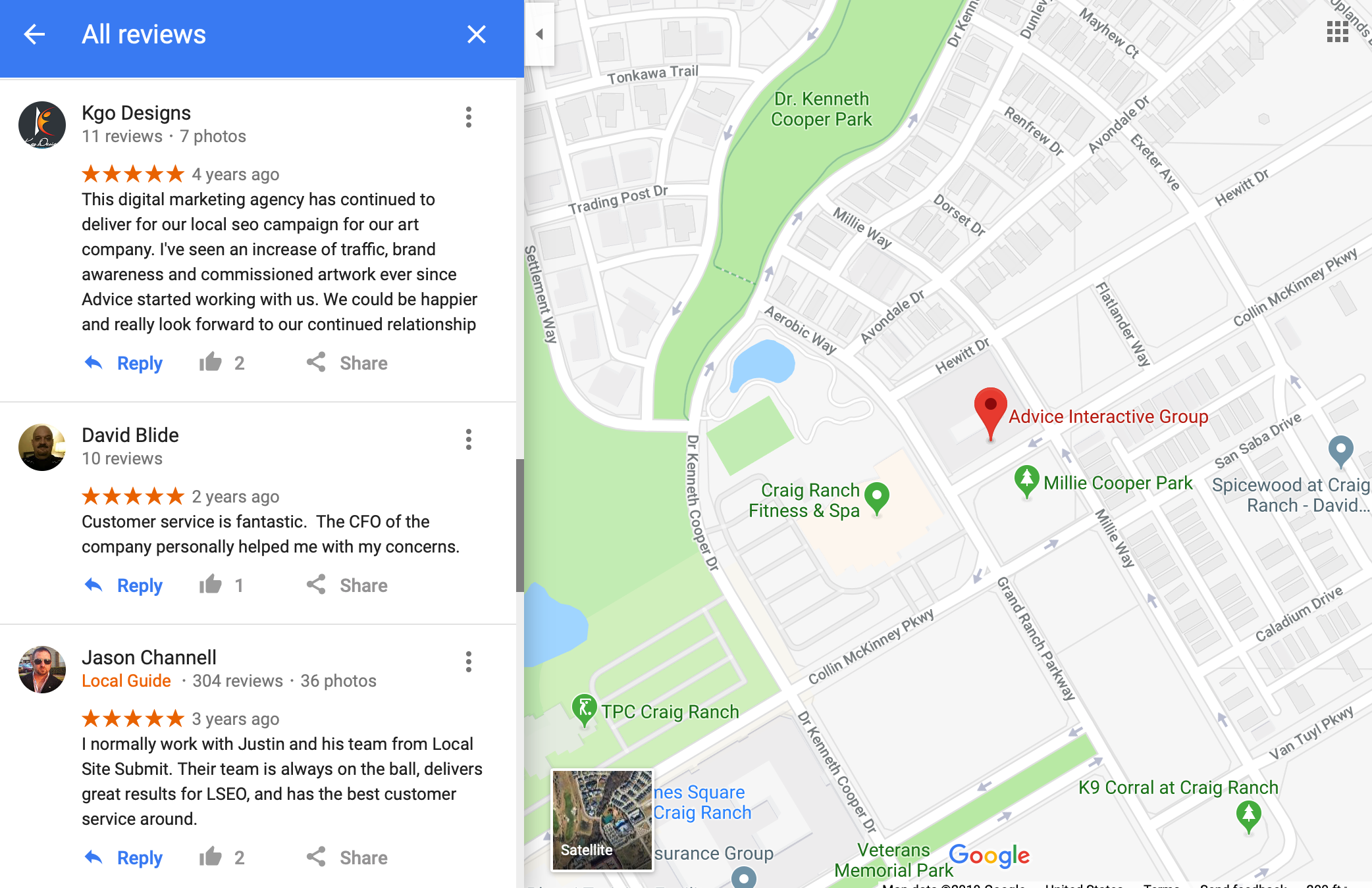 google maps reviews