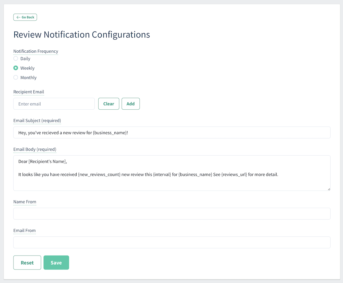 Advice Local's Review Monitoring Tool Configuration