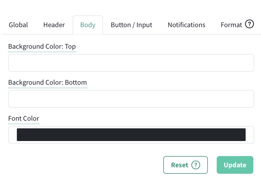Sales widget color options