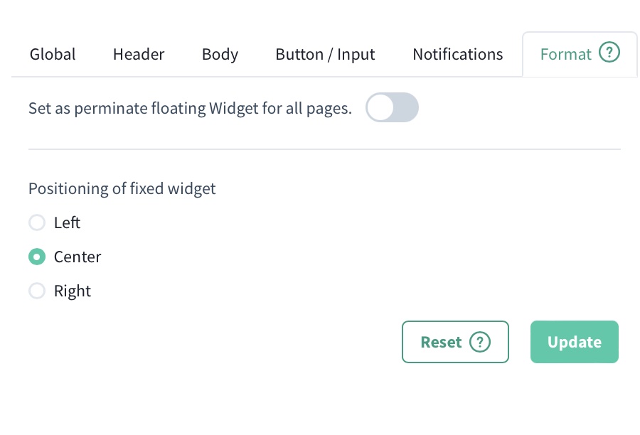 Sales widget format tab