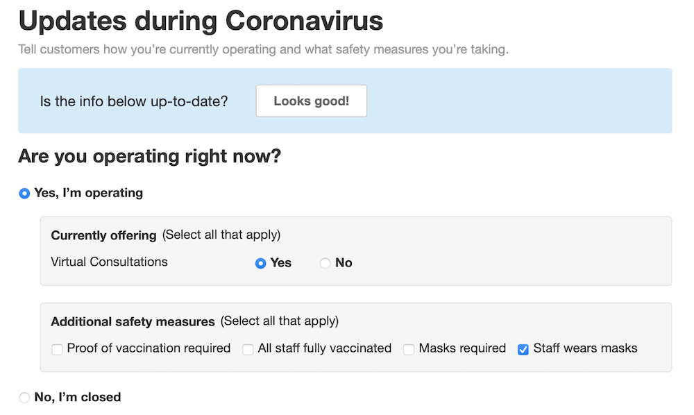 yelp coranavirus updates