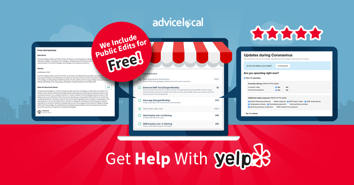 Get Help With Yelp – We Include Public Edits for Free | Advice Local