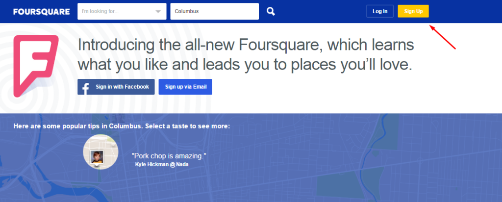 Foursquare 비즈니스 목록 1단계