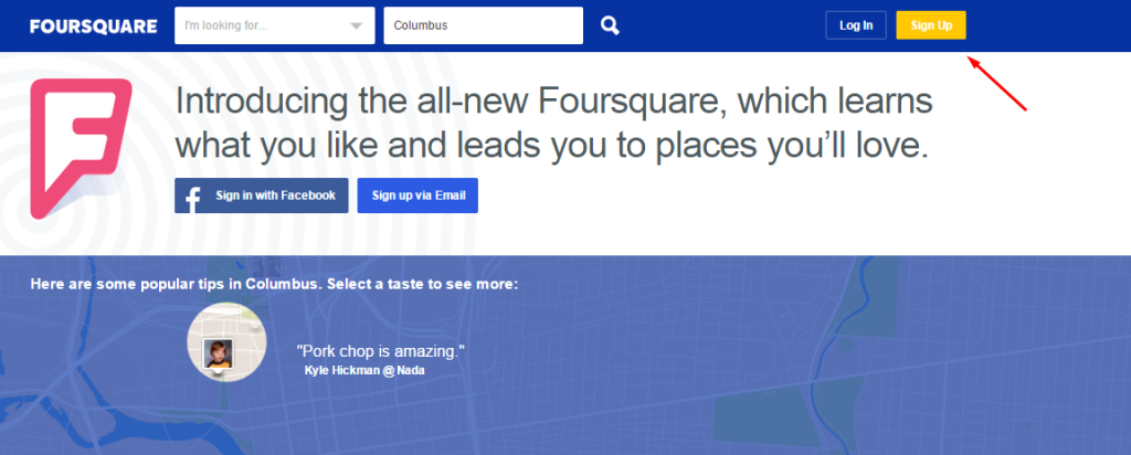 Foursquare Business Listing Step 1