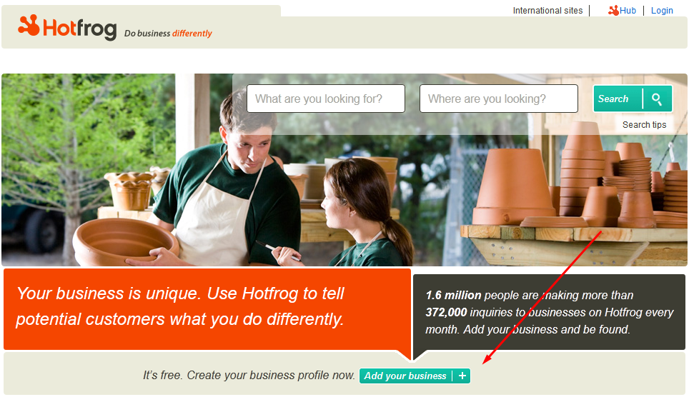 Hotfrog Business Listing Step 1